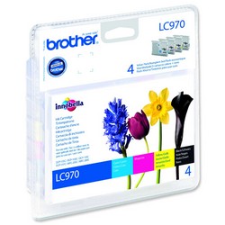 Brother Inkjet Cart Value PK4 LC970VALBP                    00ppCyan/Magenta/Yellow RefLC970VALBP[Pack 4]
