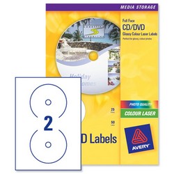 Avery Fsc Labels CD Laser 117mm L7760-25                    White Ref L7760-25 [50 Labels]
